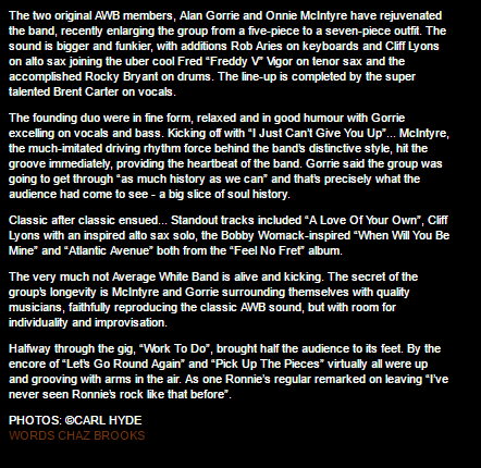 AWB Gig Review Chaz Brooks
